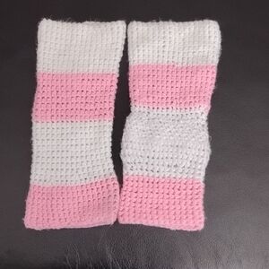 Pink and White Crocheted Leg/Arm Warmers